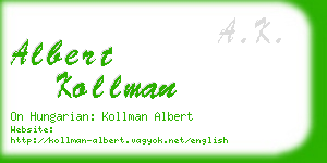 albert kollman business card